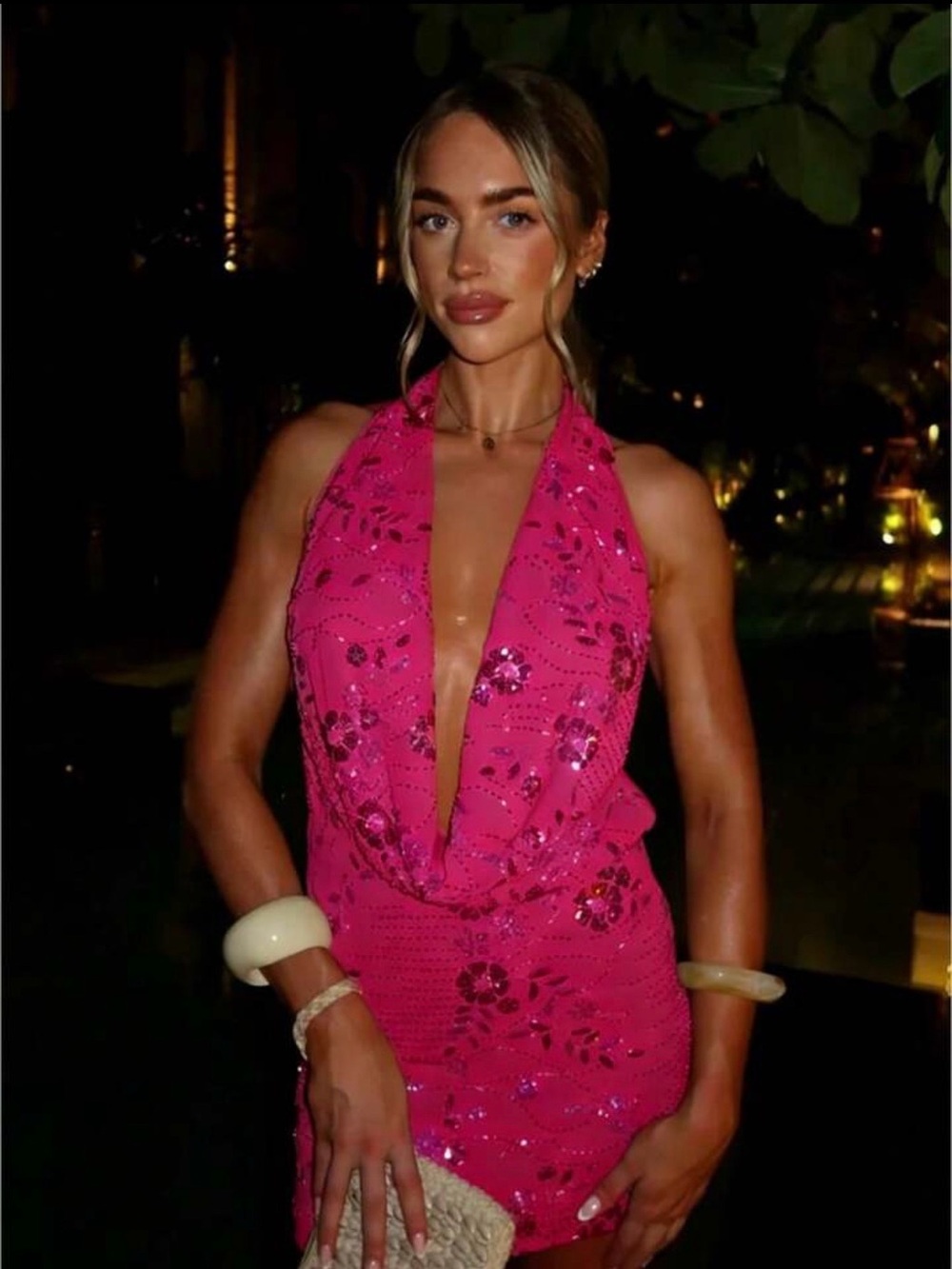 Embellished Sequin Halter Dress